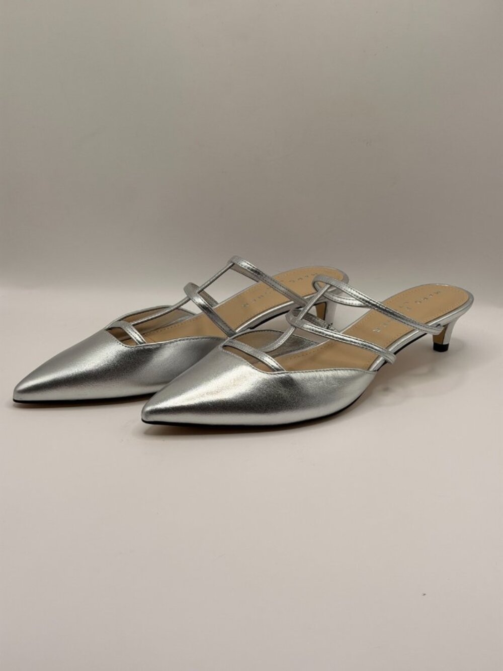 Marc Fisher Women Kodie Solver Leather Kitten Heel Mules Sz 8 M